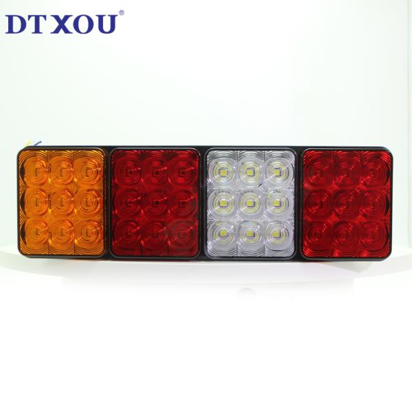 Red Yellow 12V 24V 3 Holes LED Tail Lights For Trucks