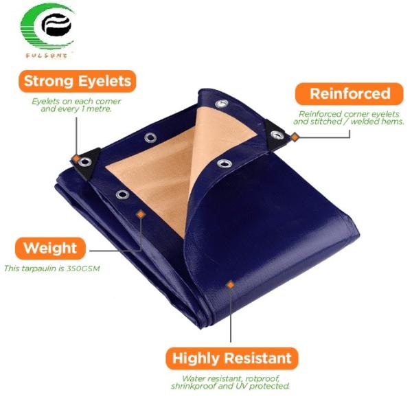 Blue / Beige Heavy Duty Tarps Waterproof 350gsm For Outdoor Cover