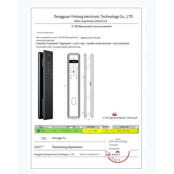 ELA E-760 High-end Smart Fingerprint Door Lock Can Real-time Cat Eye Monitoring Facial Recognition Finger Vein Smart Doo