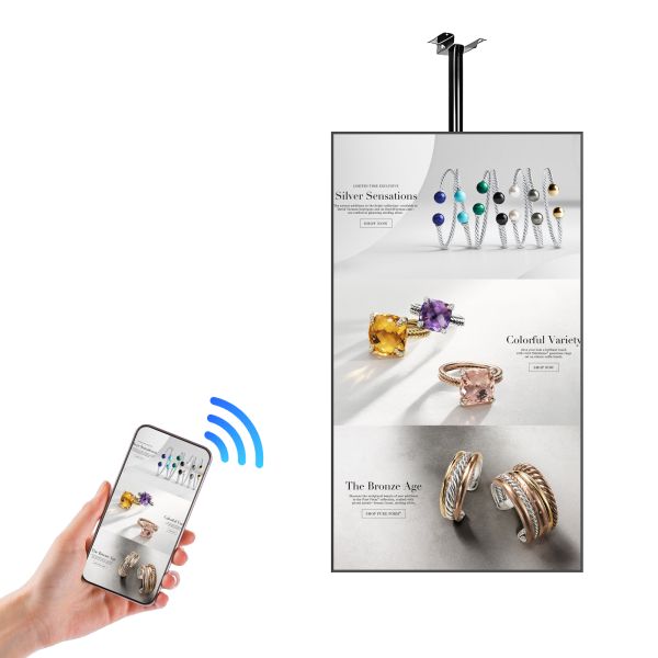 4K UHD Hanging Ceiling Signage 55 Digital Display 1000cd-m2 for Jewelry Retail Commercial Advertising Screen