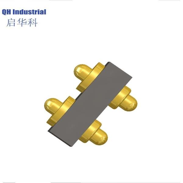 High plated gold brass double ends charger battery current socket mount head flat 2pins pcb pogo pin connector