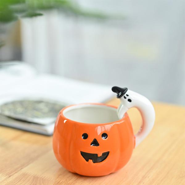 Household Ceramic Pumpkin Mug , Sustainable Halloween Ceramic Cups
