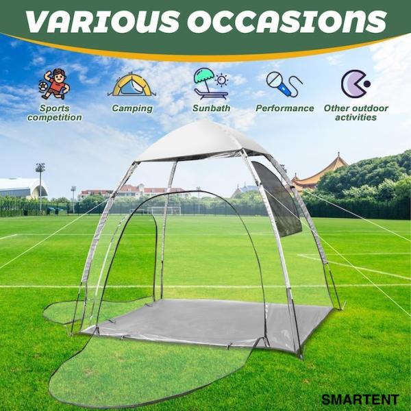 5.25*4.27*5.9FT Outdoor Waterproof Polyester Black Transparent PVC Pop Up Sports Tents With Mesh Windows Easy Set Up