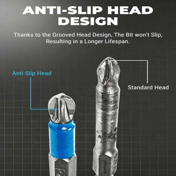 Industrial 12-Piece S2 Steel Impact Bit Set | 50mm Dual-Profile Master Kit (PH1-PH3 & PZ1-PZ3)