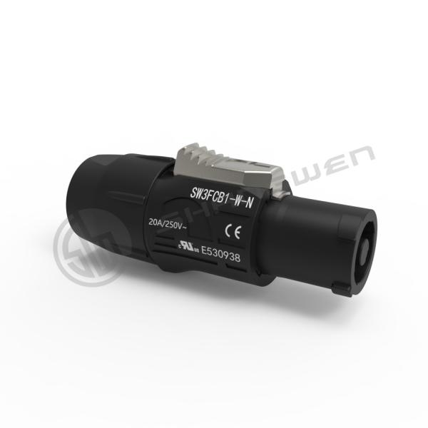 CQC、CE、UL Powercon à prova d'água Plug Black Connector 250v 20A