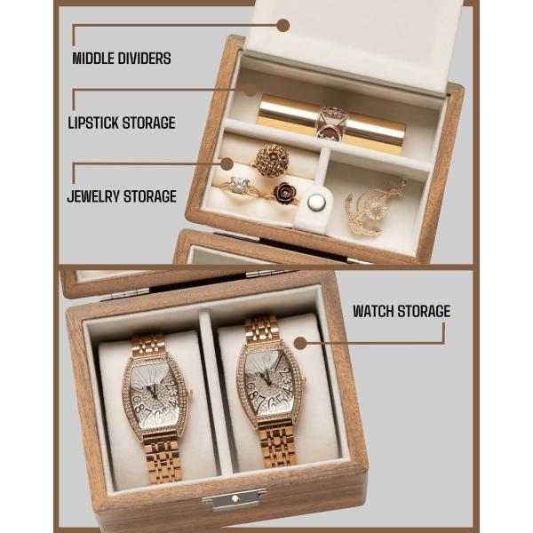 Коробка для часов, чемодан для мужчин, деревянные часы и ювелирные украшения для женщин, портативная защита 2-слотный ватч