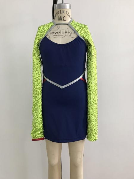 Exotic Dancer Outfits Green + Blue Color Ice Silk Material Ce Certification
