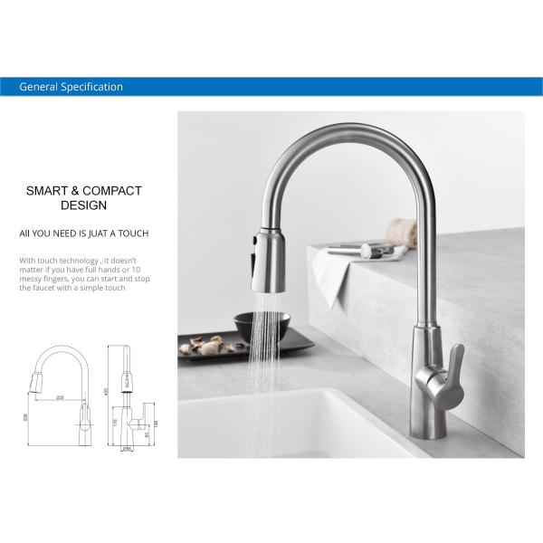 Таз кухни HOMEKA установленный палубой выстукивает Spout хэндс-фри 5.24L/Min Гусиная шея