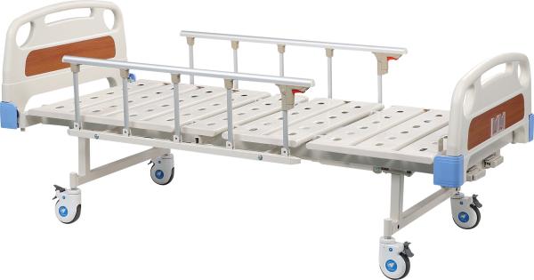 Powder Coating Manual Hospital Bed For Patient 4 Double - Side Silcent Wheels 