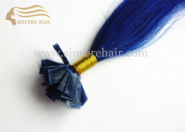 20 Pre Bonded Hair Extensions - 20 Blue Italian Keratin Pre Bodned Flat Tip Hair Extensions 1.0 G / Strand For Sale