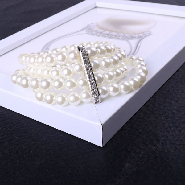 2025 Fashion Multilayer Pearl Jewelry Bracelet Pearl Sliver Plating Stainless Steel Gift Party Bangle