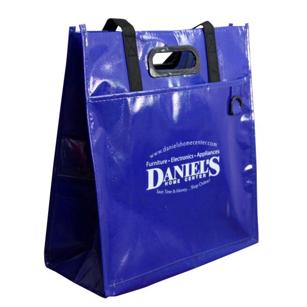 Deep Blue PP Woven Shopping Bags Eco-friendly Material Shining Coated