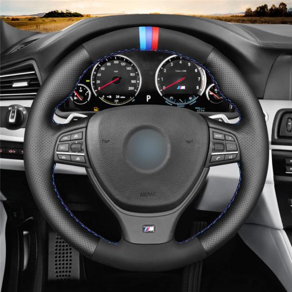 3-Spoke Wheel Custom Hand Stitching Suede Leather Steering Cover for BMW F07 F12 F13