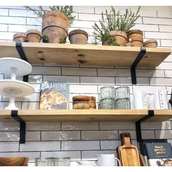Garage and Kitchen Floating Shelves Hardware Heavy Duty Black Metal Brackets with Lip