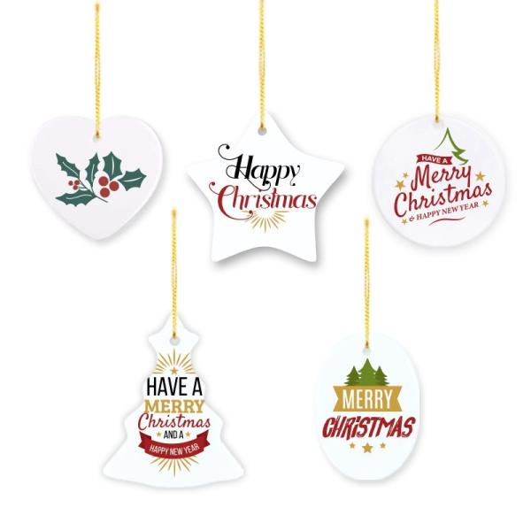 Different Shapes Sublimation Ceramic Christmas Ornaments  Blank Ceramic Ornaments