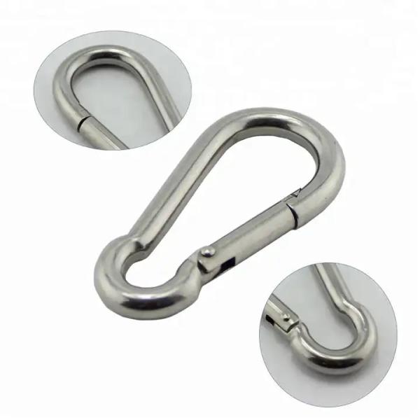 Water Treatment 8mm Stainless 304/316 Outdoor Chain Safety Spring Clip Carabiner Snap Hook OEM