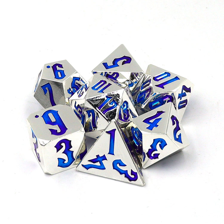 Customizable Zinc Alloy Electroplating Dice Set for DND Games with Polyhedral Design