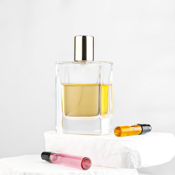 50ml Rectangular Glass Perfume Bottle with Magnetic Gold Cap