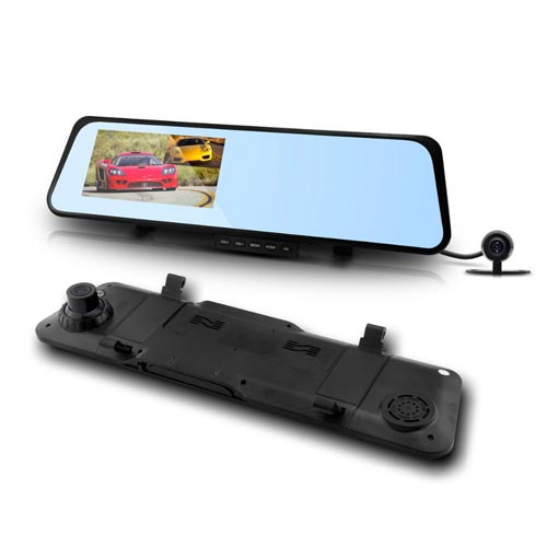6000C Car Rearview Mirror Camera DVR Dual lens HD 1080P 4.3' TFT LCD with G