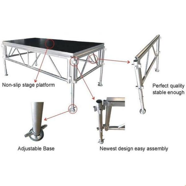 Aluminum Stage Platform Adjustable Height Sturdy Frame Non-Slip Surface For Outdoor Shows And Exhibitions
