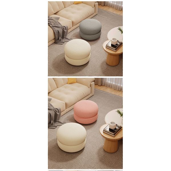 Modern Cream Beanbag Stool Shoe Children Changing Ottoman Comfortable Eco-Friendly Fabric Wood Frame School Apartment Living
