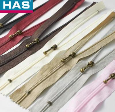 Fermeture à glissière en nylon à longue chaîne de 12-25 cm pour veste fermée et dents de tente