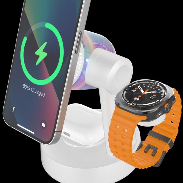 Stylish Qi 2.2 Wireless Charger and Bluetooth 5.2 Speaker Combo Support both Samsung & Apple Devices