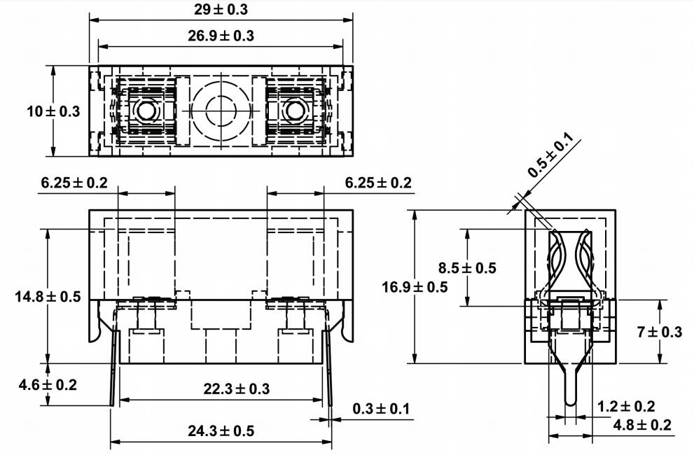Плавкая часть предохранителя держателя 5x20mm PCB бакелита материальная электрическая с быстрым соединяется