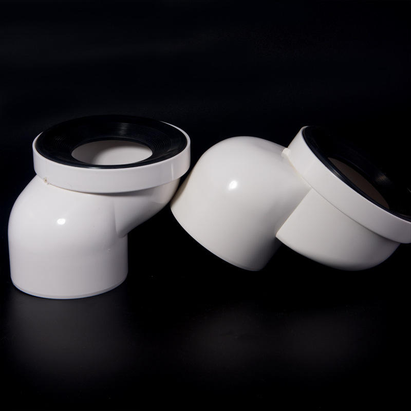 the white pvc toilet positioner pipe fitting with rubber ring directly discharges water.