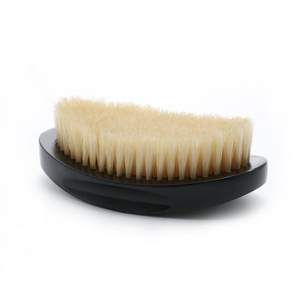 Customized PU 360 Wave Hair Brush For Curved Soft White Boar Bristle Vegan Sisal