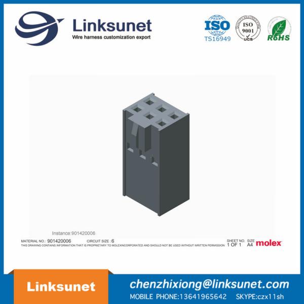 MOLEX Black Male Female Wire Connectors 2.54mm Pitch C - Grid III Crimp Connector Housing Dual Row 6 Circuits