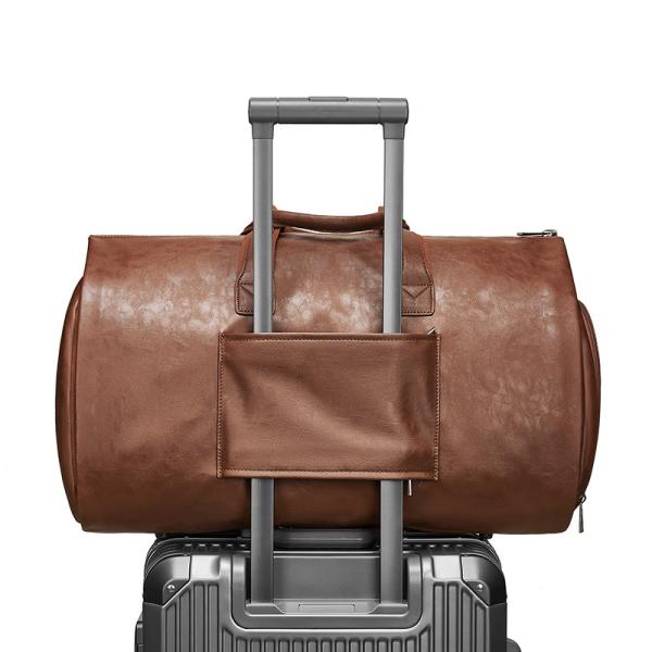 Saco de viagem de couro PU para exterior Marrom com compartimento de calçado separado