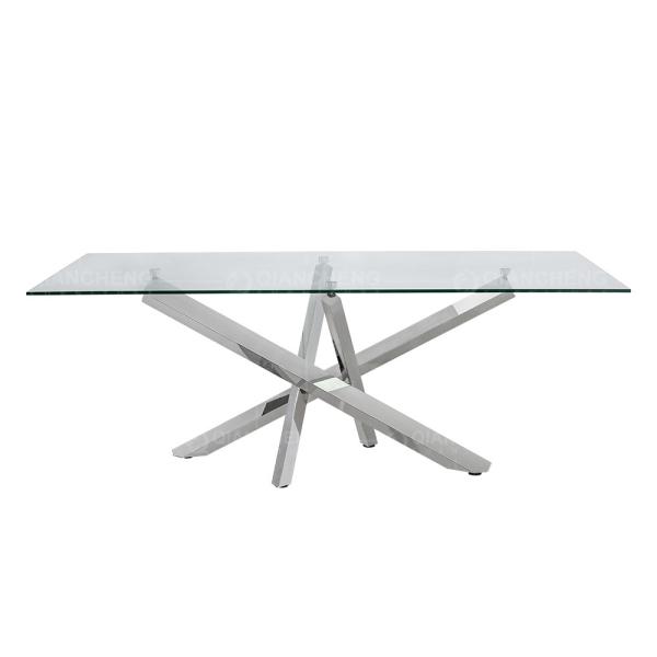 Simple Design SS Steel Furniture Glass Top Civil Table