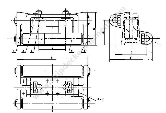 Four-Roller Marine Fairlead for Engineering Vessels | Steel Wire Rope Guide CB 3015-83 Type B