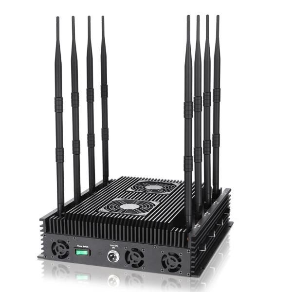 New powerful 8 antennas jammer block 2G, 3G, 4G,5G signals. adjustable 72W output power cover range up to 80m