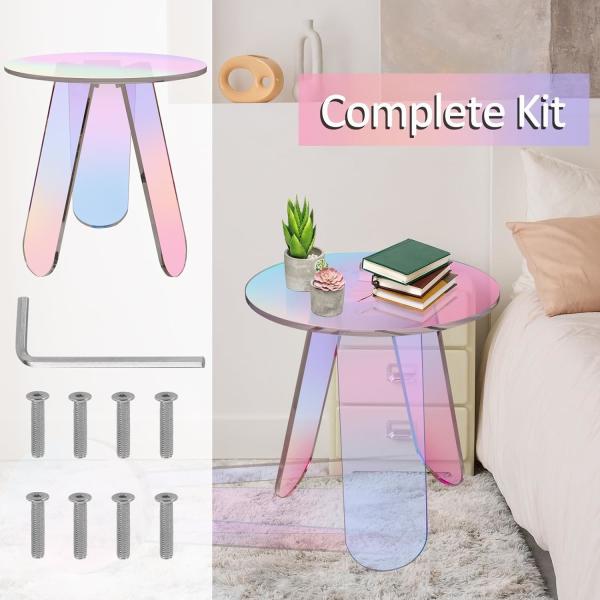 Nordic Colorful Rainbow Custom Acrylic Furniture Acrylic Side Table Round Coffee Table