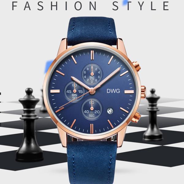 Людей Relogio хронографа сплав наручных часов 3bar кожаных