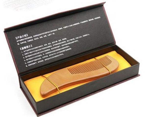 custom wooden comb packaging hinged box  luxury horn comb gift box  rigid comb paper box