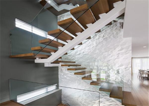 Contemporary Straight Flight Staircase Glass Railing Straight Flight Wooden Timber