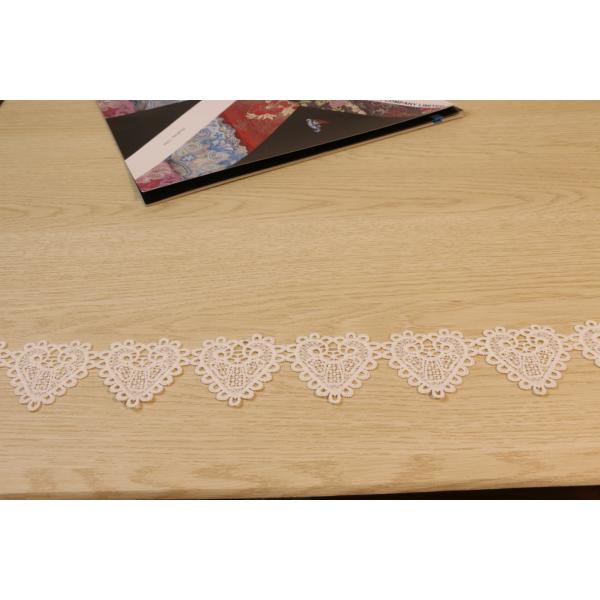 Romantic Guipure Lace Edging , ODM Heart Lace Trim Meshground