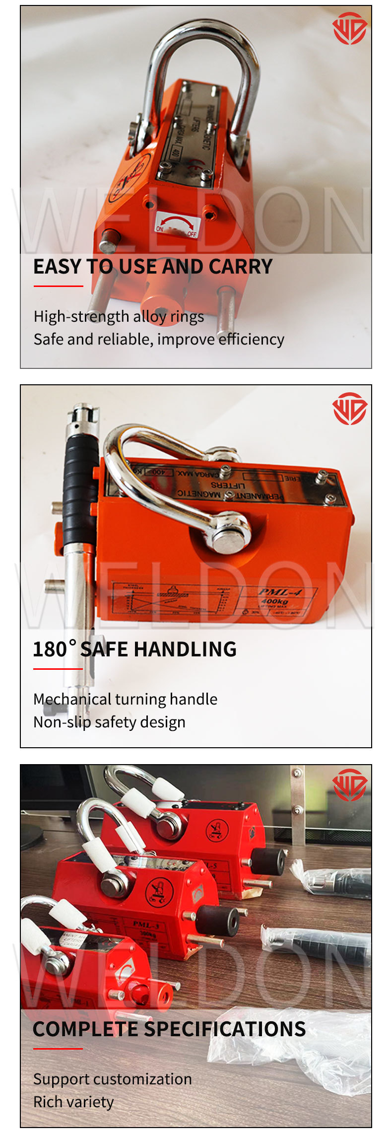 400 kg 1000kg PML Magnetic Lifter High Strength Magnetic Lifting Equipment