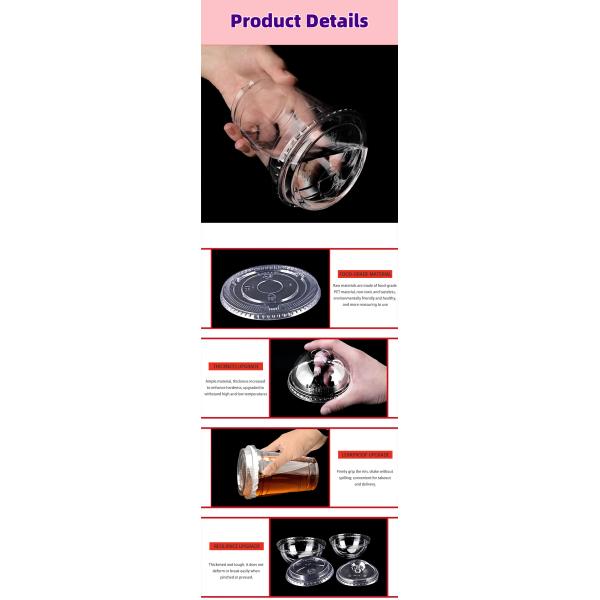 Vasos transparentes desechables de plástico de 98 mm y 16 oz con tapas para café, batidos y helados