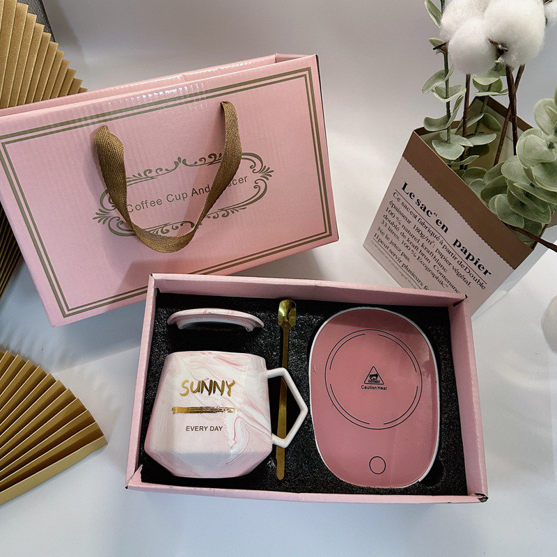55 Degree Porcelain Coffee Tea Cups with Customizable Logo and USB Charging Function