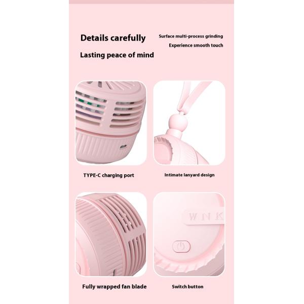 Neck Wearable Portable Hanging Neck Fan with High Wind Capacity and DC5V Power Supply