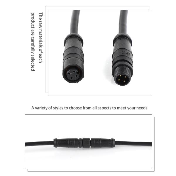 IP68 M8 Waterproof Connector 2-12 Pin 1-50A Nylon Plug