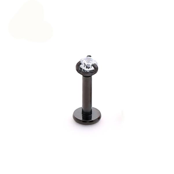 Internally Threaded Labret Piercing Jewelry with Prong Set Gem Top