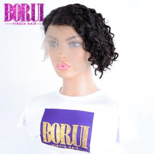 Customized Pixie Deep Wave Lace Frontal Wig , 13x4 Short Curly Lace Front Wigs