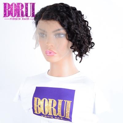 Do laço profundo da onda do duende peruca frontal personalizada, perucas encaracolados curtos da parte dianteira do laço 13x4