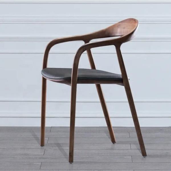 Ash Solid Wood Dining Chairs Dark Wood Dining Chairs With Leather Fabric Cushion