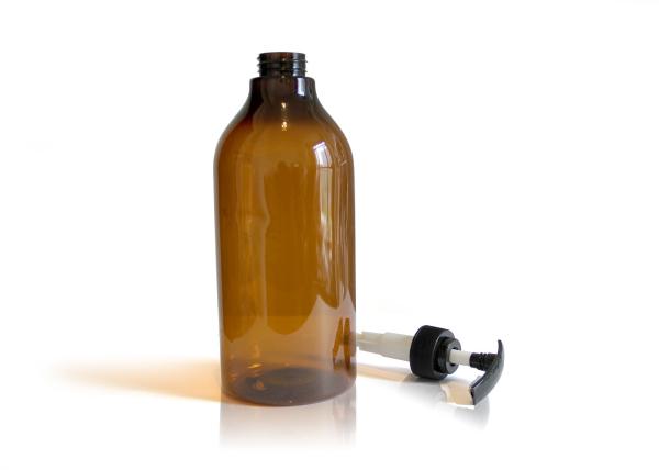 1000ml Amber PET Cosmetic Bottles Round Body And Narrow Neck High Capacity